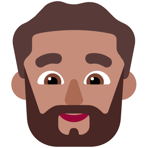 Man: Medium Skin Tone, Beard, the design in this release
