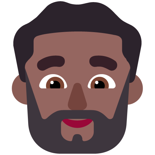 Man: Medium-Dark Skin Tone, Beard, the design in this release