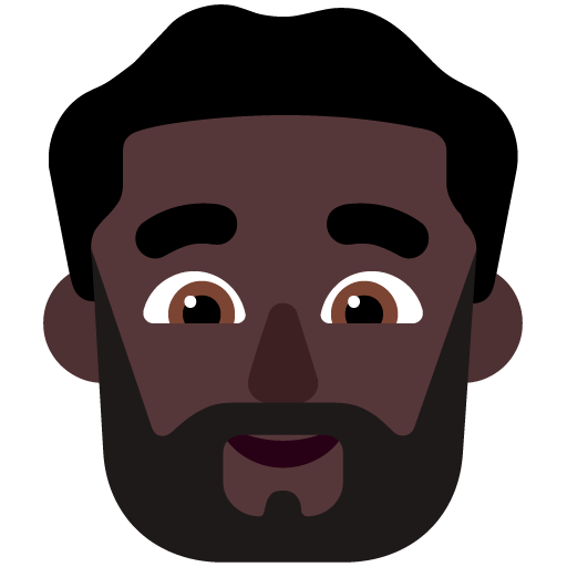 Man: Dark Skin Tone, Beard, the design in this release