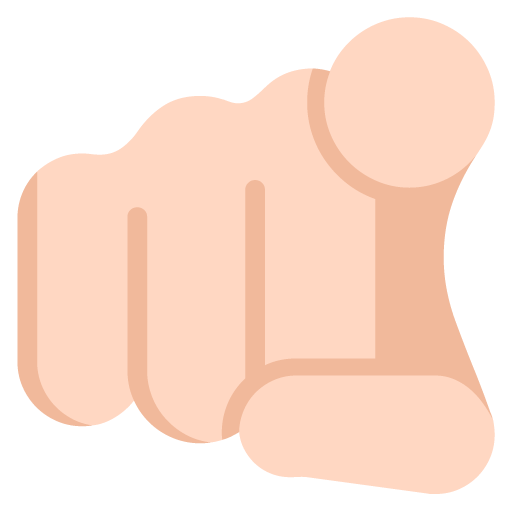 index pointing at the viewer: light skin tone — Microsoft
