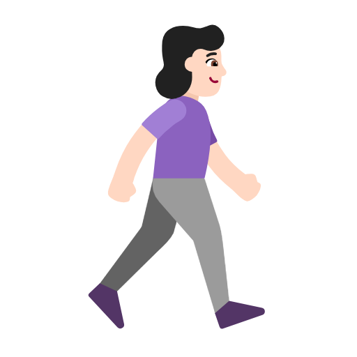 woman walking: light skin tone, facing right — Microsoft