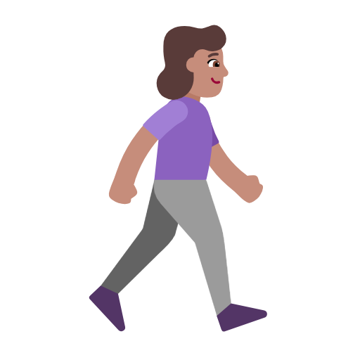 woman walking: medium skin tone, facing right — Microsoft