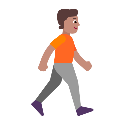 person walking: medium skin tone, facing right — Microsoft