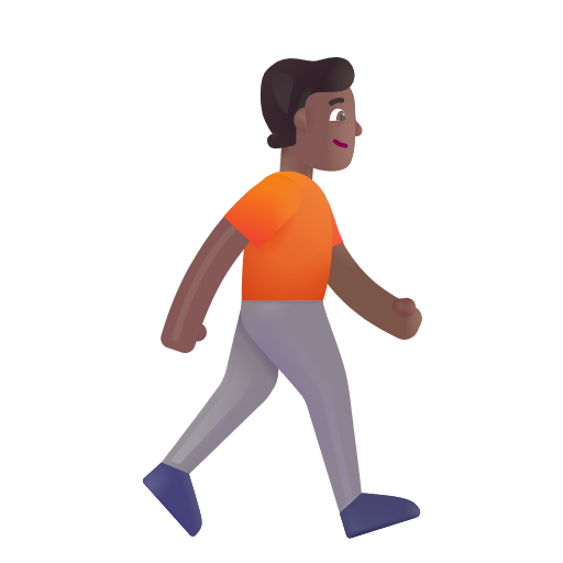 person walking: medium-dark skin tone, facing right — Microsoft