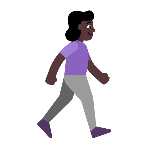 woman walking: dark skin tone, facing right — Microsoft