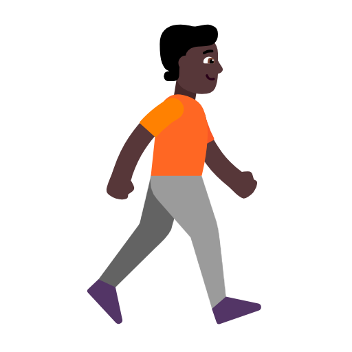 person walking: dark skin tone, facing right — Microsoft