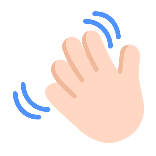 Waving Hand: Light Skin Tone as drawn by Microsoft in Windows 11 23H2