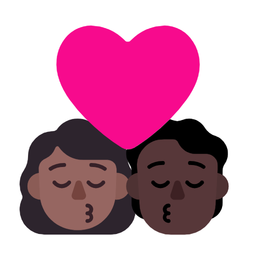 Kiss: Woman, Person, Medium-Dark Skin Tone, Dark Skin Tone, the design in this release