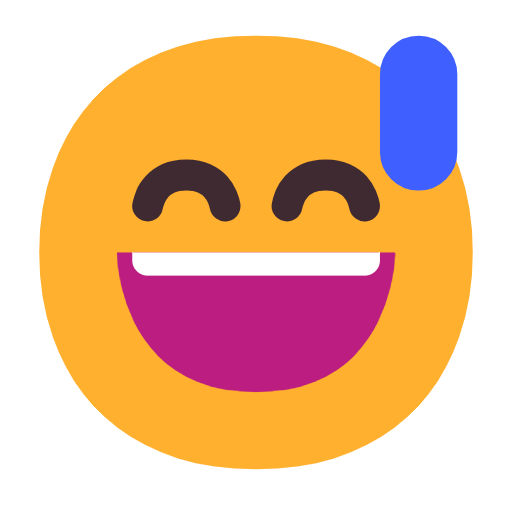 Grinning Face with Sweat as drawn by Microsoft in Windows 11 23H2