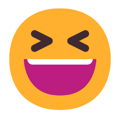 Grinning Squinting Face as drawn by Microsoft in Windows 11 23H2