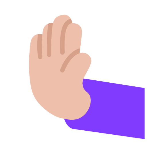 leftwards pushing hand: medium-light skin tone — Microsoft