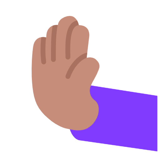 leftwards pushing hand: medium skin tone — Microsoft