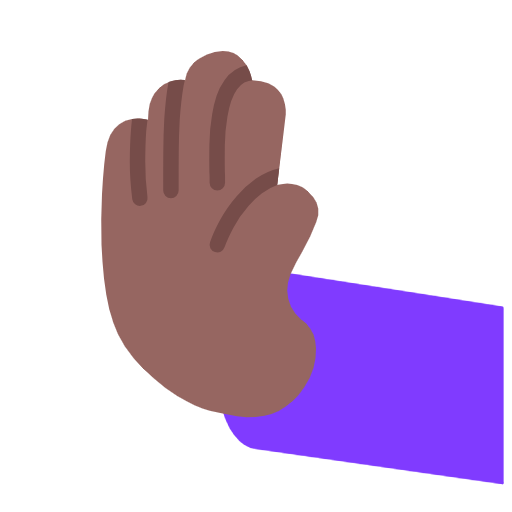 leftwards pushing hand: medium-dark skin tone — Microsoft