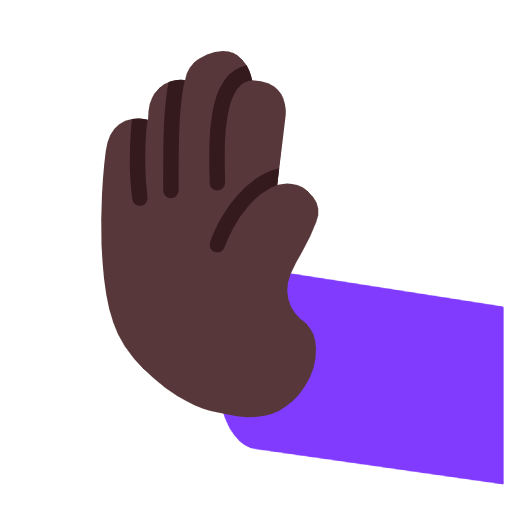 leftwards pushing hand: dark skin tone — Microsoft