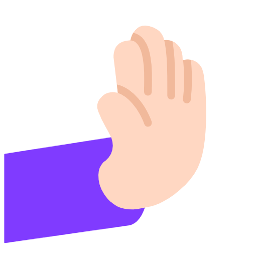 rightwards pushing hand: light skin tone — Microsoft