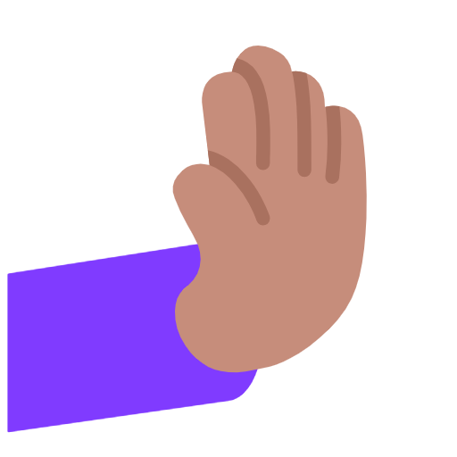 rightwards pushing hand: medium skin tone — Microsoft