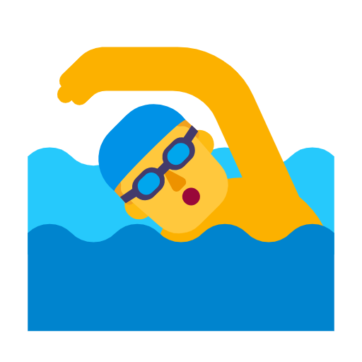 man swimming as rendered by Microsoft