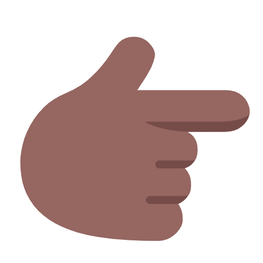 backhand index pointing right: medium-dark skin tone as rendered by Microsoft