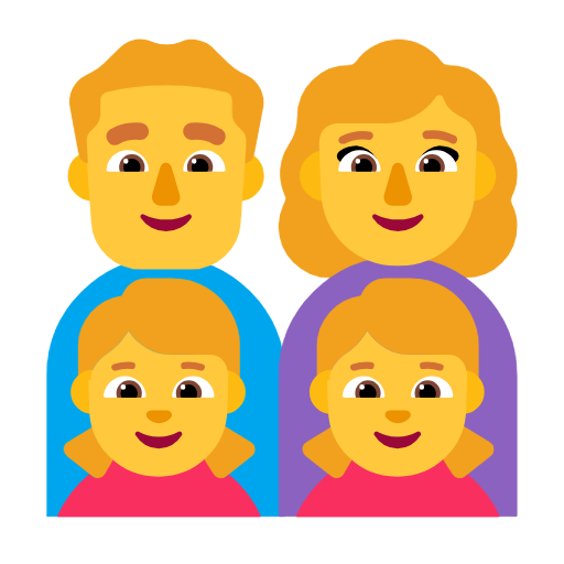 family: man, woman, girl, girl as rendered by Microsoft