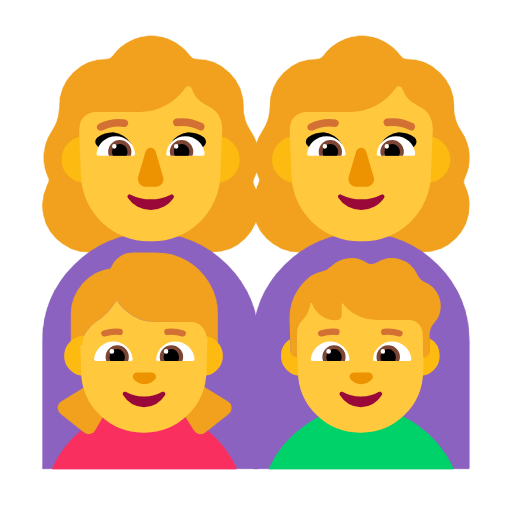 family: woman, woman, girl, boy as rendered by Microsoft