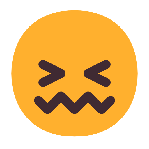 Confounded Face as drawn by Microsoft in Windows 11 24h2 August 2025 Update