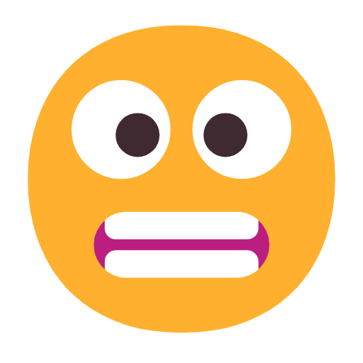 Grimacing Face as drawn by Microsoft in Windows 11 24h2 August 2025 Update