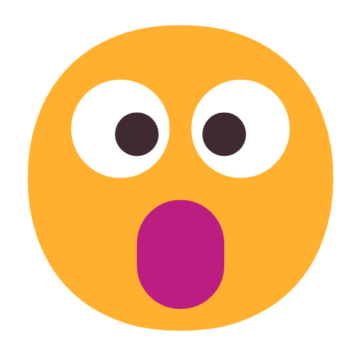 Face with Open Mouth as drawn by Microsoft in Windows 11 24h2 August 2025 Update