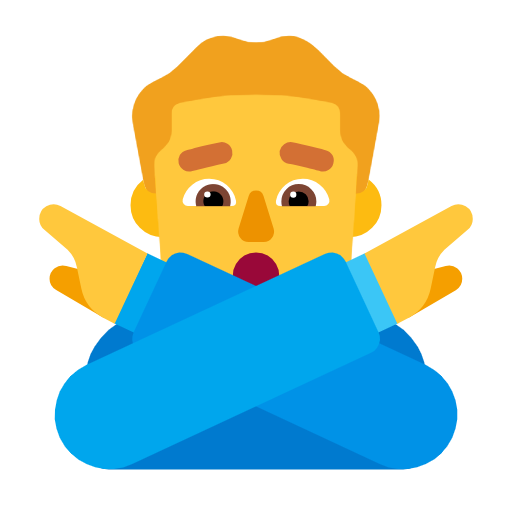 man gesturing NO as rendered by Microsoft