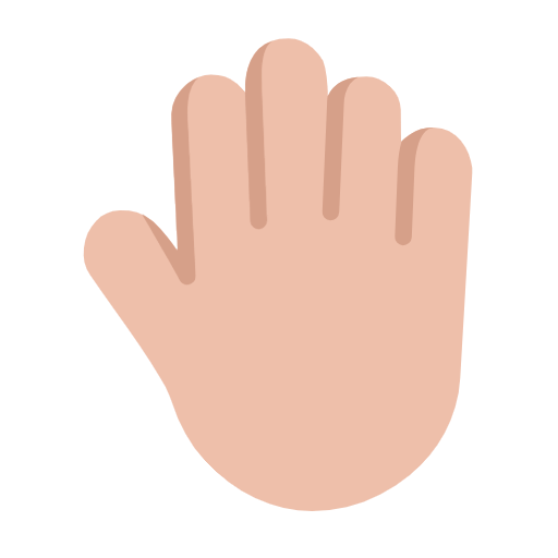 raised back of hand: medium-light skin tone as rendered by Microsoft