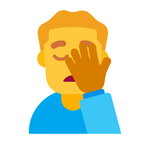 Man Facepalming as drawn by Microsoft in Windows 11 24h2 August 2025 Update