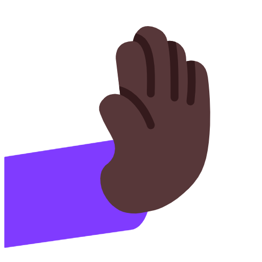 rightwards pushing hand: dark skin tone as rendered by Microsoft