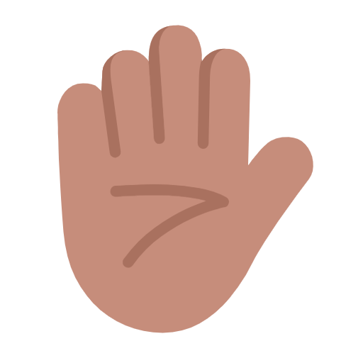 raised hand: medium skin tone as rendered by Microsoft