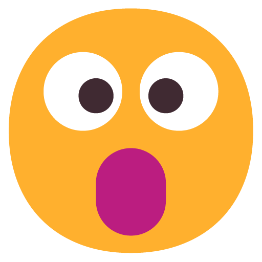 Face with Open Mouth as drawn by Microsoft in Windows 11 November 2021 Update