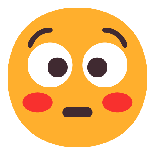 Flushed Face as drawn by Microsoft in Windows 11 November 2021 Update