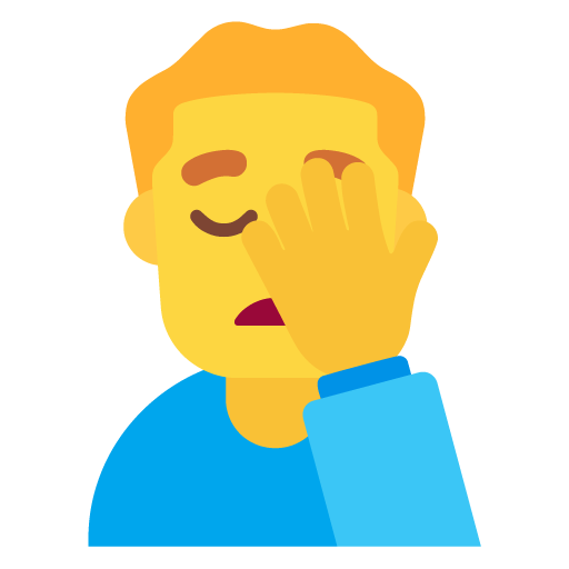 Man Facepalming as drawn by Microsoft in Windows 11 November 2021 Update
