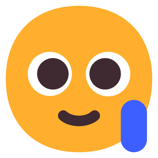 Smiling Face with Tear as drawn by Microsoft in Windows 11 November 2021 Update