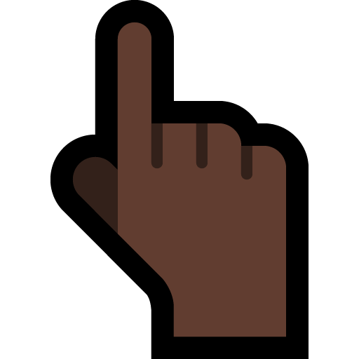 Backhand Index Pointing up: Dark Skin Tone, the design in this release