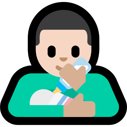 man feeding baby: light skin tone — Microsoft