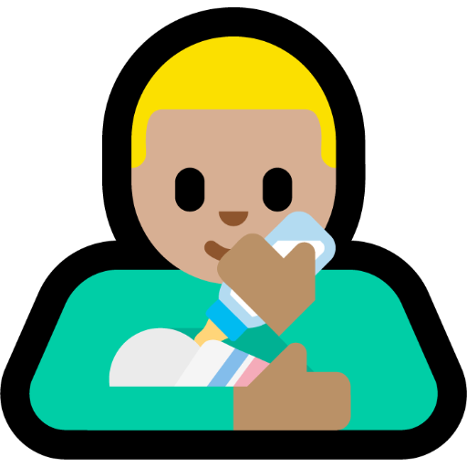 man feeding baby: medium-light skin tone — Microsoft