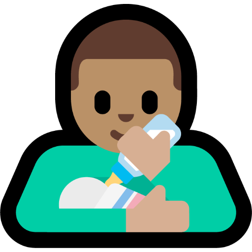 man feeding baby: medium skin tone — Microsoft
