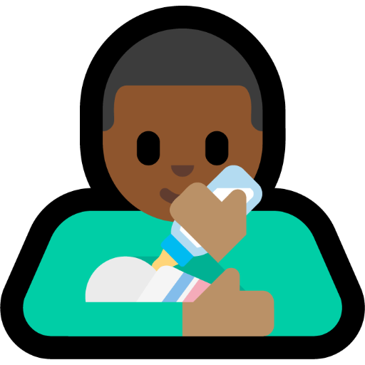 man feeding baby: medium-dark skin tone — Microsoft