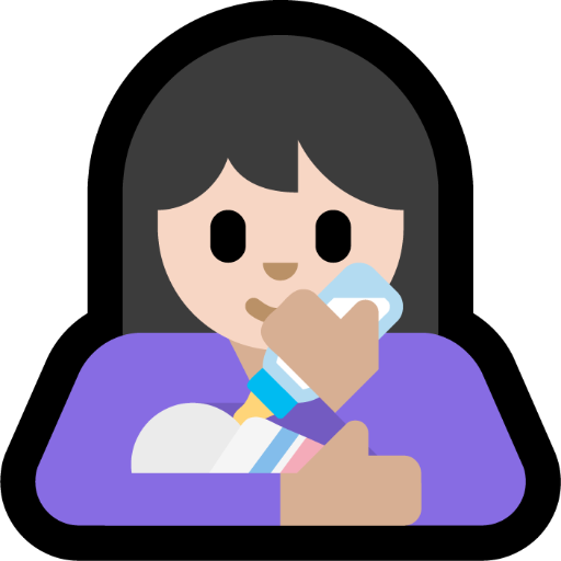 woman feeding baby: light skin tone — Microsoft