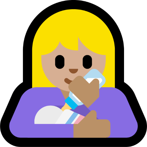 woman feeding baby: medium-light skin tone — Microsoft