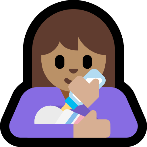 woman feeding baby: medium skin tone — Microsoft