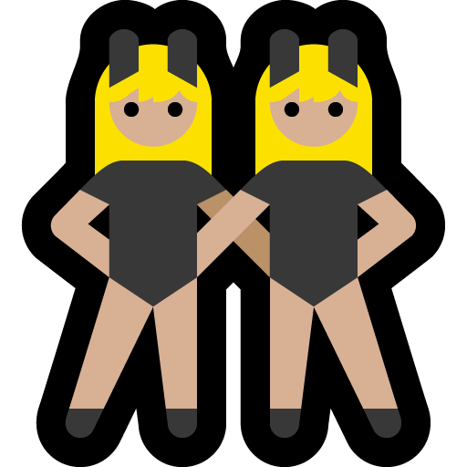 women with bunny ears: medium-light skin tone as rendered by Microsoft