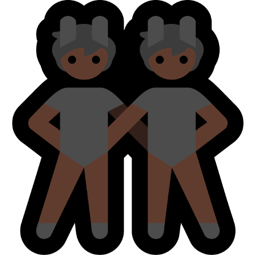 people with bunny ears: dark skin tone as rendered by Microsoft
