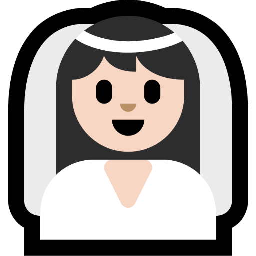 woman with veil: light skin tone — Microsoft