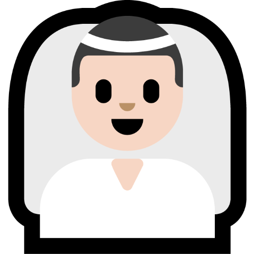 man with veil: light skin tone — Microsoft