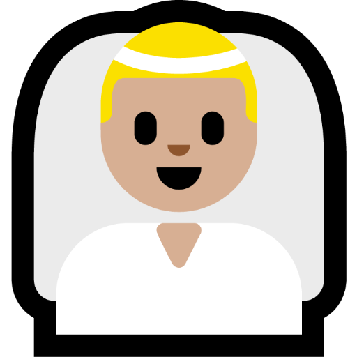man with veil: medium-light skin tone — Microsoft