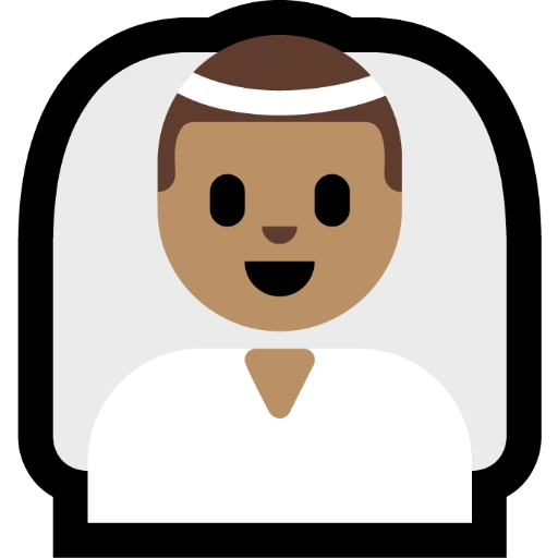 man with veil: medium skin tone — Microsoft